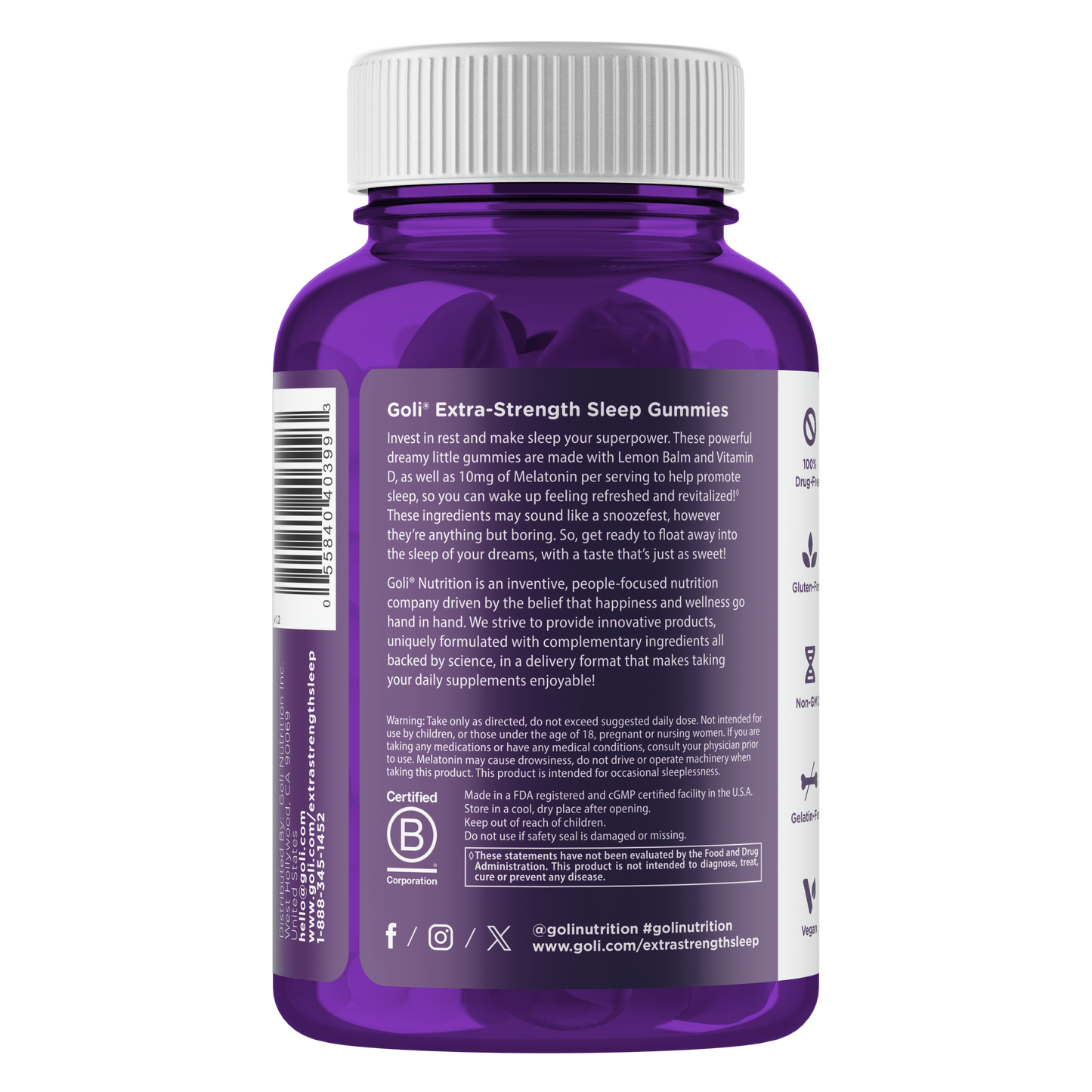 Goli Nutrition – Sleep Gummies – Extra Strength – 10mg Melatonin – 60ct