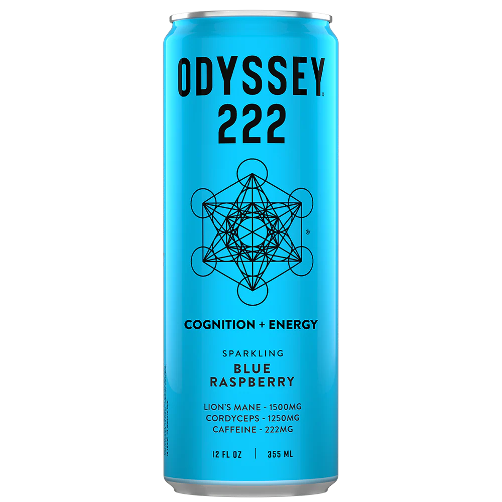 Odyssey Elixir – Blue Raspberry 222 – Sparkling Energy Drink – 4 Pack - 12 oz Can