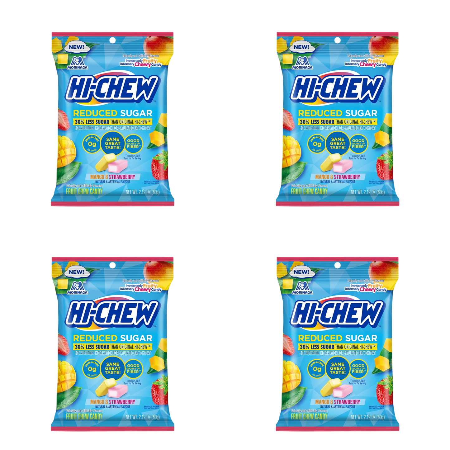Hi-Chew – Reduced Sugar – Mango & Strawberry – 4oz Pouch – 4-Pack Bundle