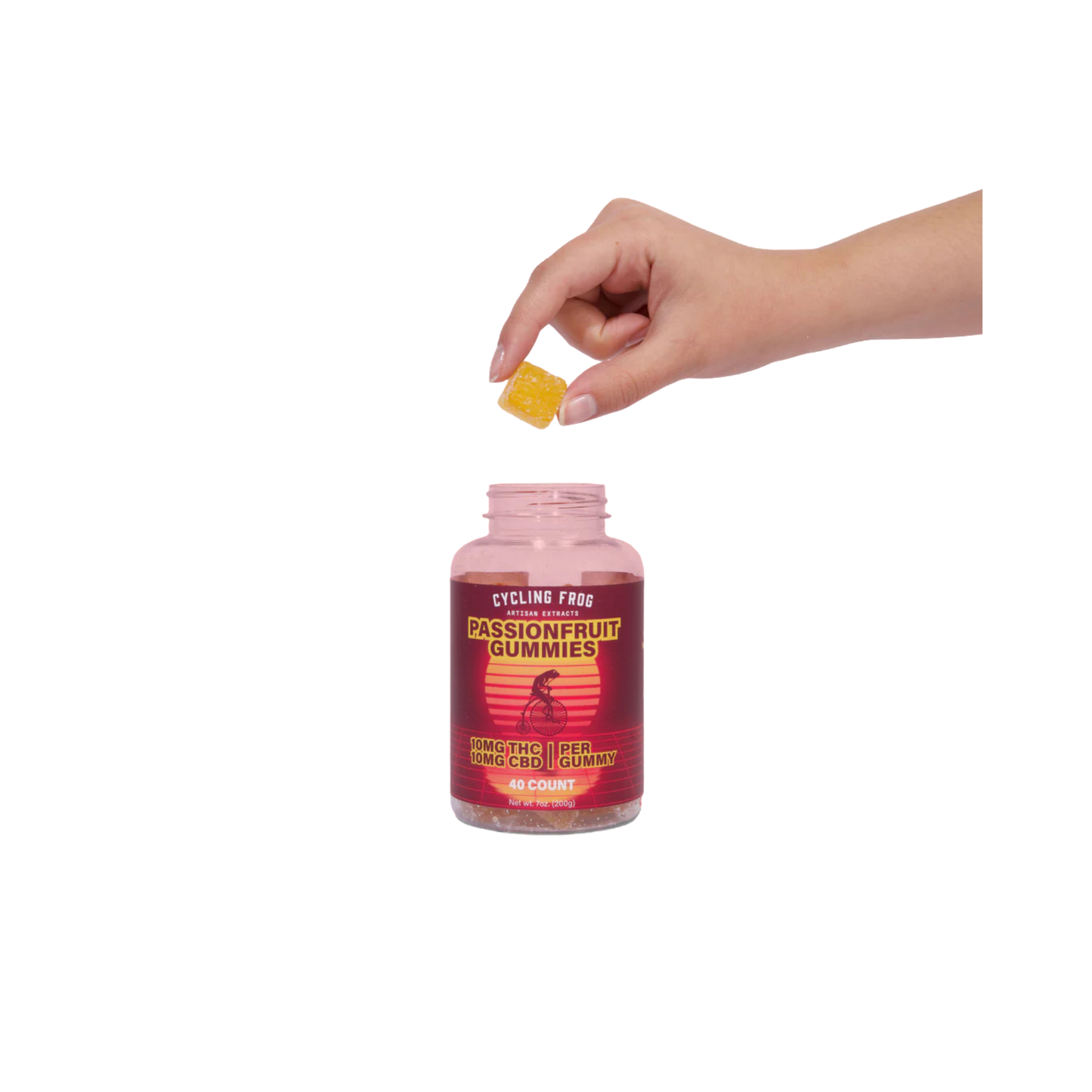 Cycling Frog – Passionfruit – 10mg THC + 10mg CBD – Gummies – 40ct