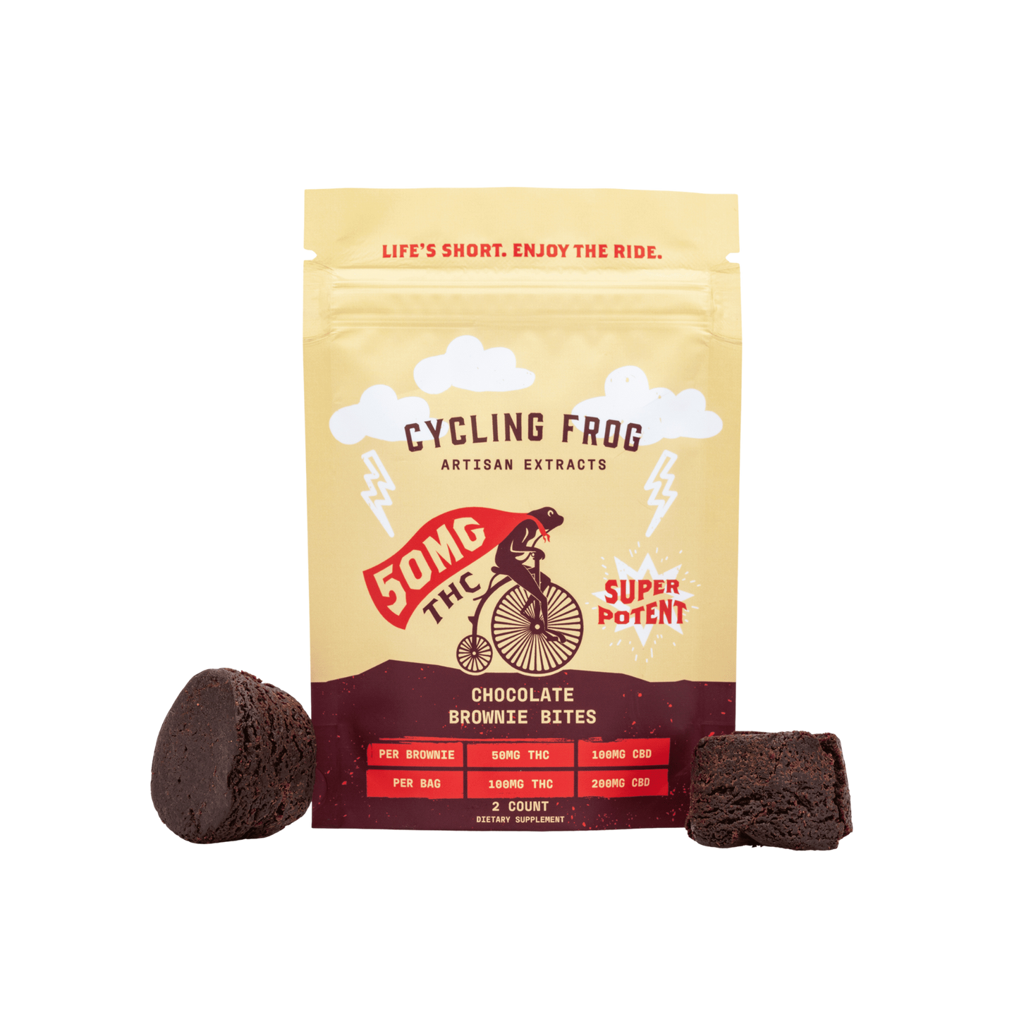 Cycling Frog – Brownie Bites – 50mg THC + 100 mg CBD – Edible – 2ct