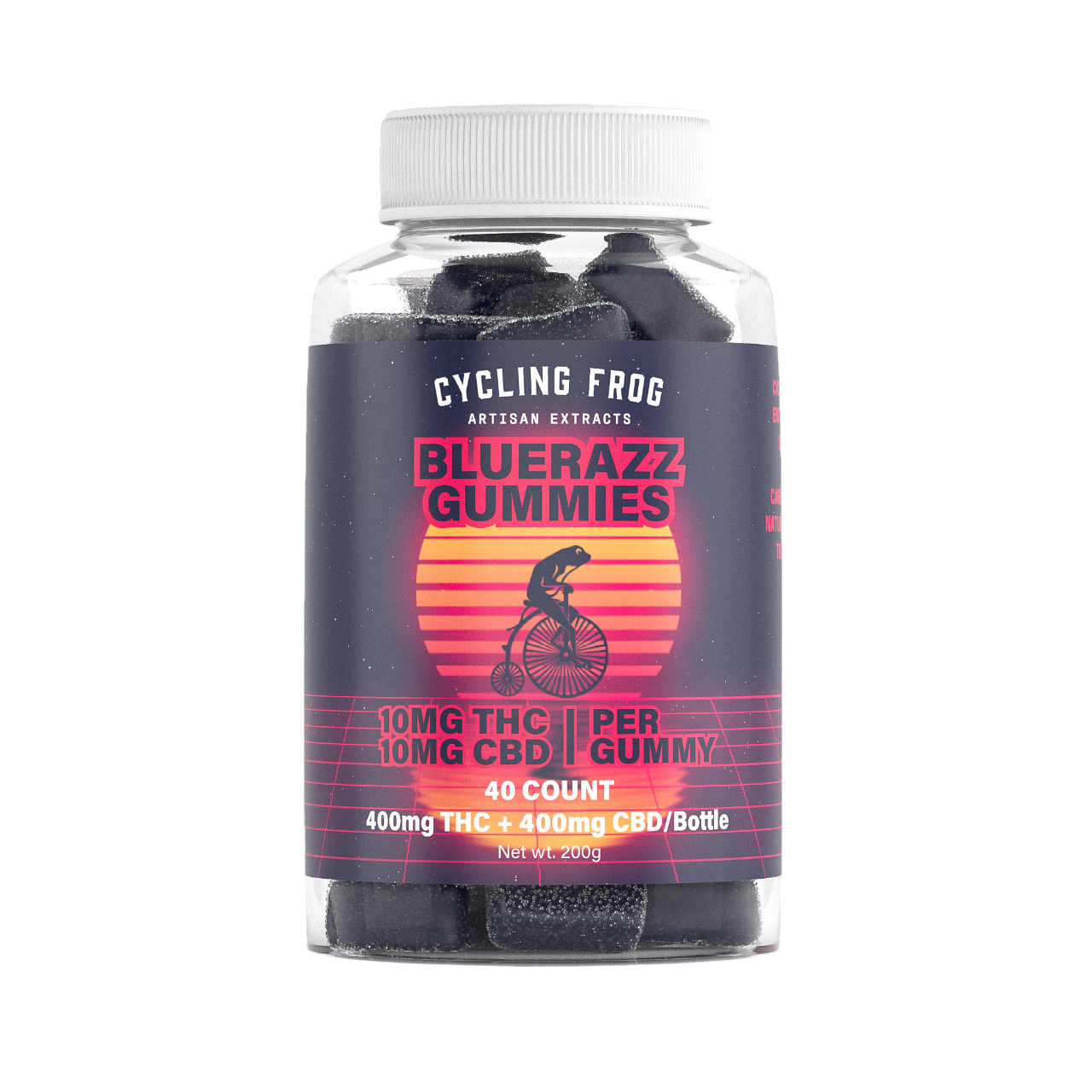 Cycling Frog – Blue Razz – 10mg THC + 10mg CBD – Gummies – 40ct