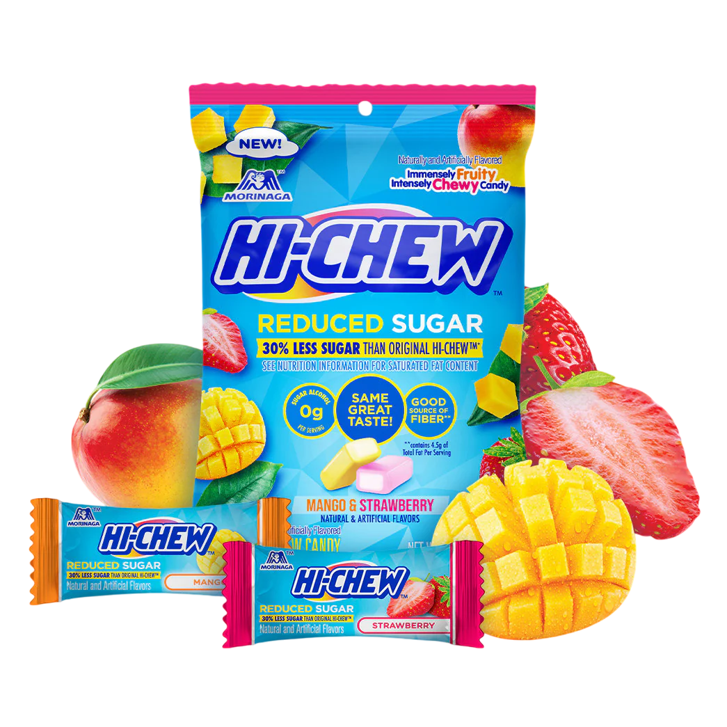 Hi-Chew – Reduced Sugar – Mango & Strawberry – 4oz Pouch – 4-Pack Bundle