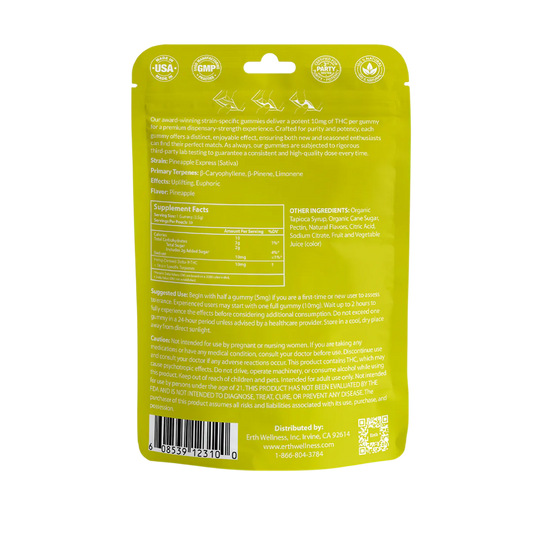 Erth Wellness – D9 THC Gummies – Sativa – Pineapple Express