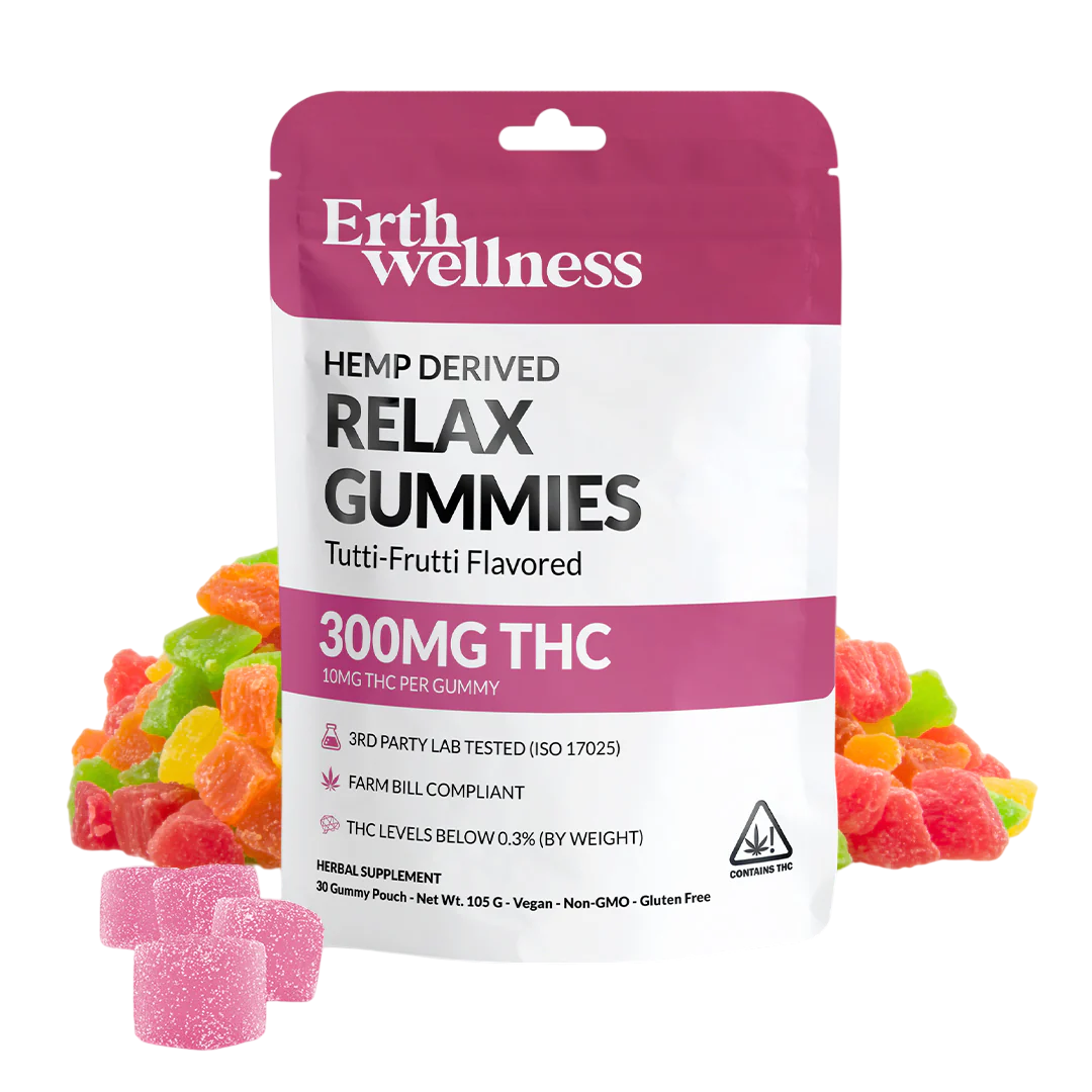 Erth Wellness – D9 THC Gummies – Relax – Tutti Frutti – 10 mg – 30 ct