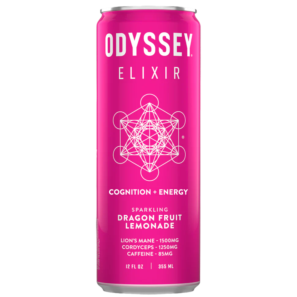Odyssey Elixir – Dragon Fruit Lemonade – Sparkling Energy Drink – 4 Pack - 12 oz Can