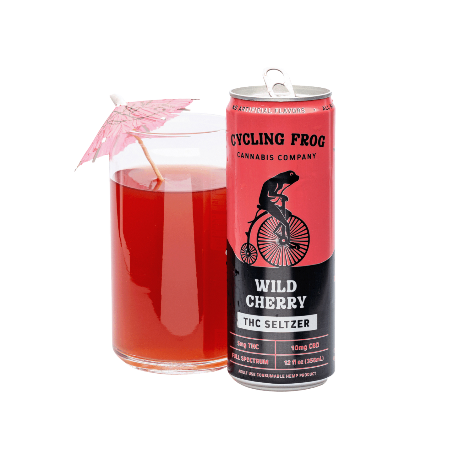 Cycling Frog – Wild Cherry – 5mg THC + 10mg CBD – Sparkling Seltzer – 6-Pack