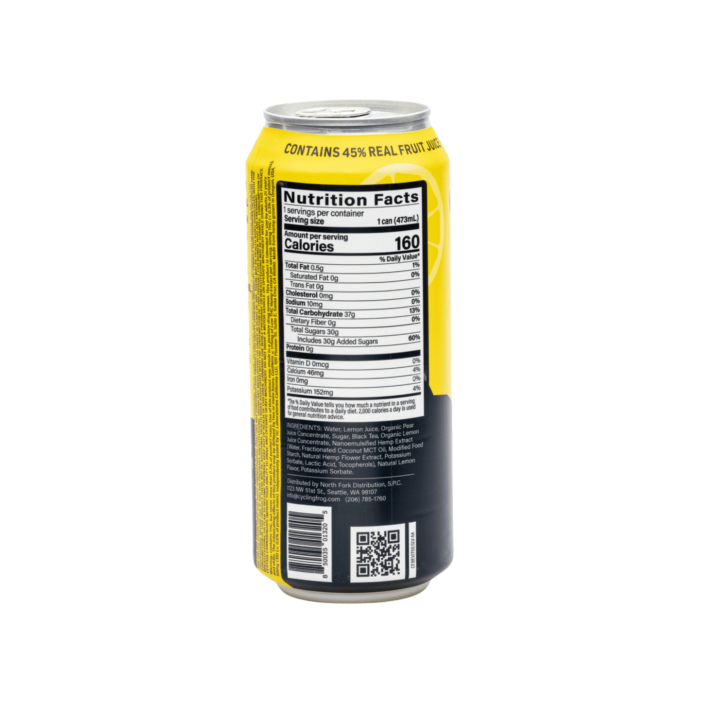 Cycling Frog – Iced Tea Lemonade – 50 mg THC + 50 mg CBD – Sparkling Seltzer – 4‑Pack