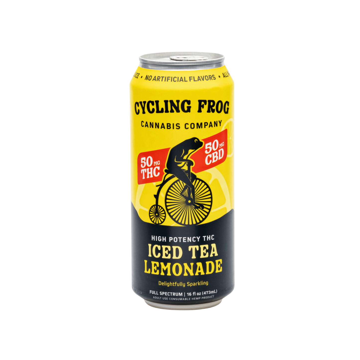 Cycling Frog – Iced Tea Lemonade – 50 mg THC + 50 mg CBD – Sparkling Seltzer – 4‑Pack