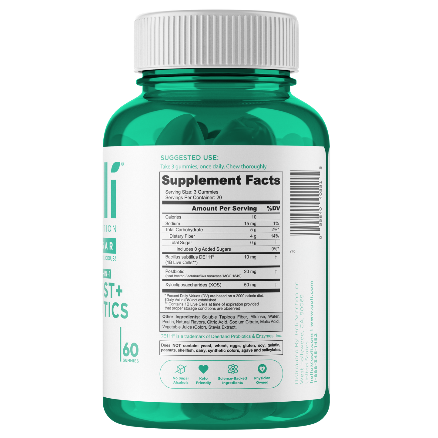 Goli Nutrition – Zero Sugar Probiotic Gummies – Pre + Post + Probiotic – 60ct