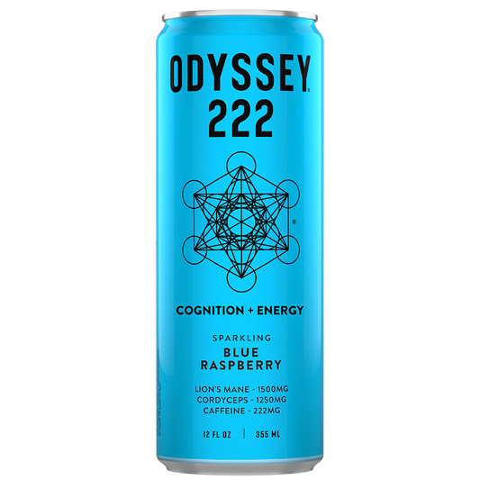 Odyssey Elixir – Blue Raspberry 222 – Sparkling Energy Drink – 4 Pack - 12 oz Can