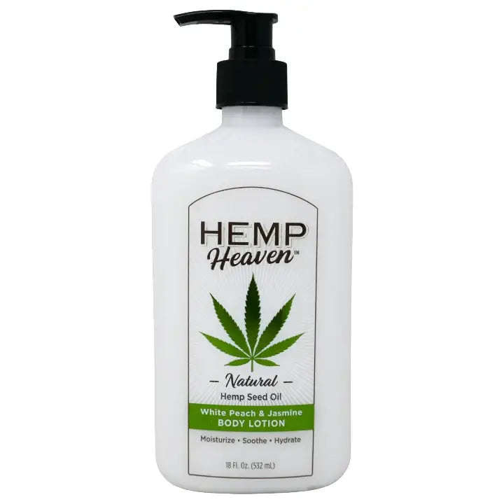 Hemp Heaven - 18oz Hemp Seed Oil Body Lotion with Pump - White Peach & Jasmine