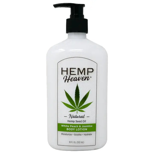 Hemp Heaven - 18oz Hemp Seed Oil Body Lotion with Pump - White Peach & Jasmine