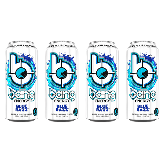 Bang Energy – Blue Razz – 16 fl oz – 4-Pack Bundle