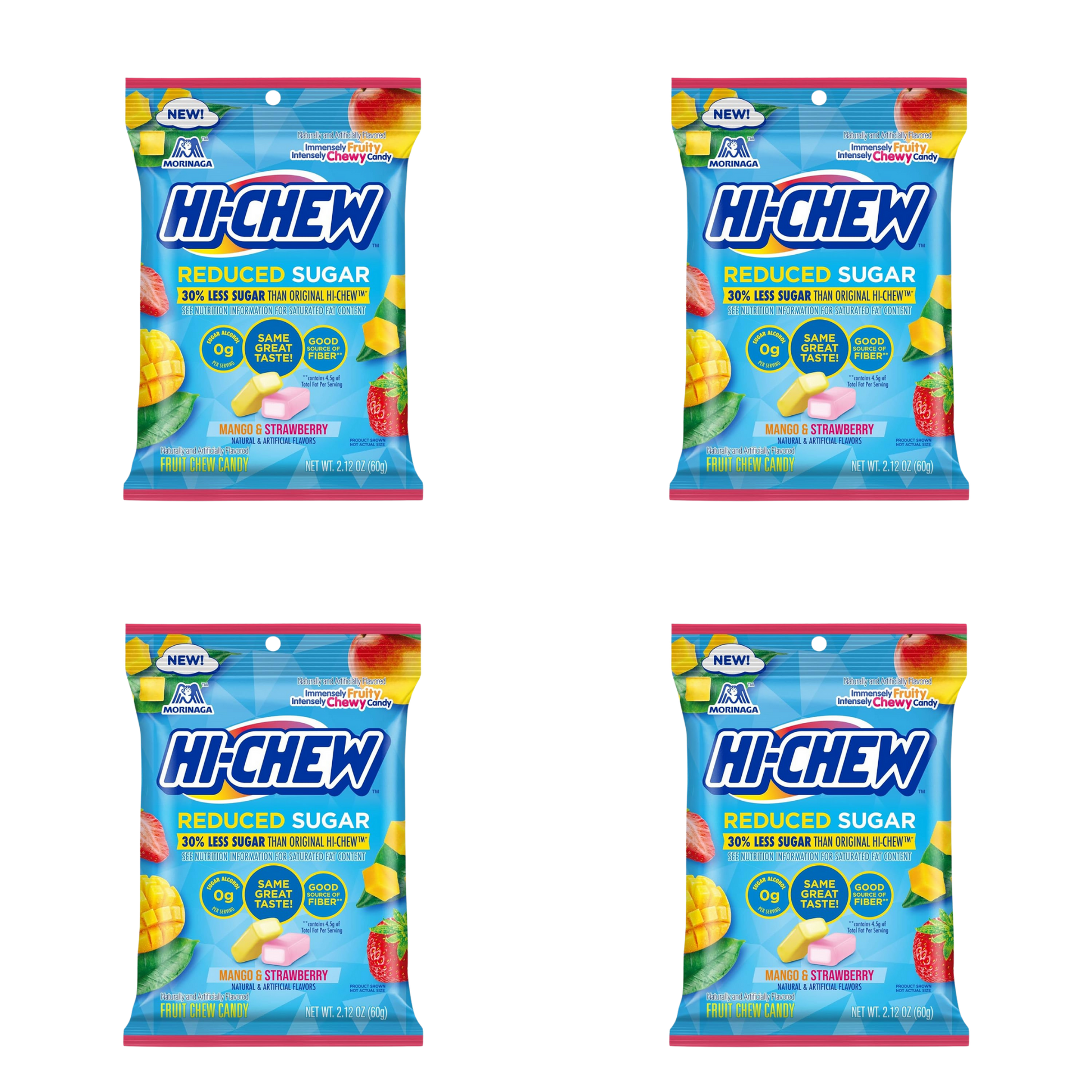 Hi-Chew – Reduced Sugar – Mango & Strawberry – 4oz Pouch – 4-Pack Bundle