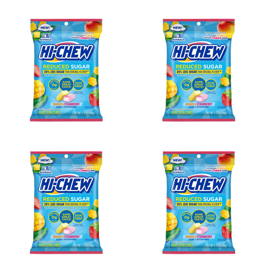 Hi-Chew – Reduced Sugar – Mango & Strawberry – 4oz Pouch – 4-Pack Bundle