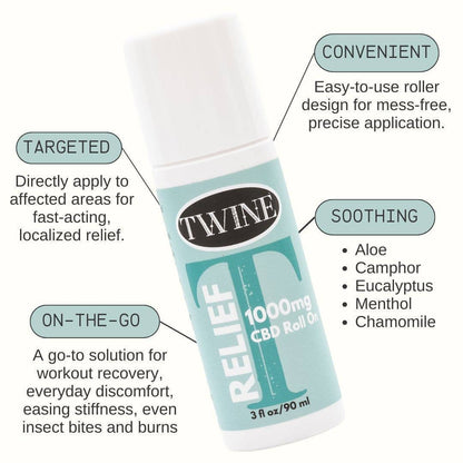 Twine CBD -1000mg CBD Pain Relief Roller - Pure Organic CBD Isolate