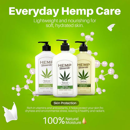 Hemp Heaven - 18oz Hemp Seed Oil Body Lotion with Pump - White Peach & Jasmine