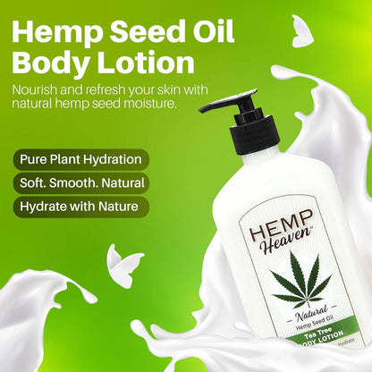 Hemp Heaven - 18oz Hemp Seed Oil Body Lotion with Pump - White Peach & Jasmine