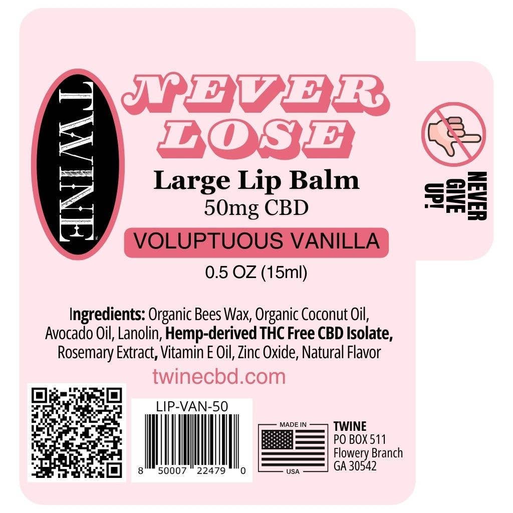 Twine - 50mg CBD Never Lose Large Lip Balm 15ml-Vanilla
