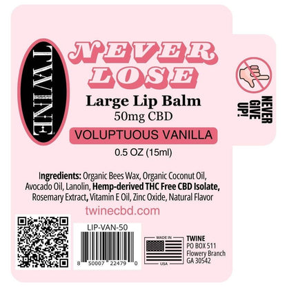 Twine - 50mg CBD Never Lose Large Lip Balm 15ml-Vanilla