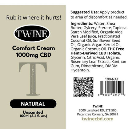 CBD Comfort Cream- Pain Relief Cream - Unscented Natural