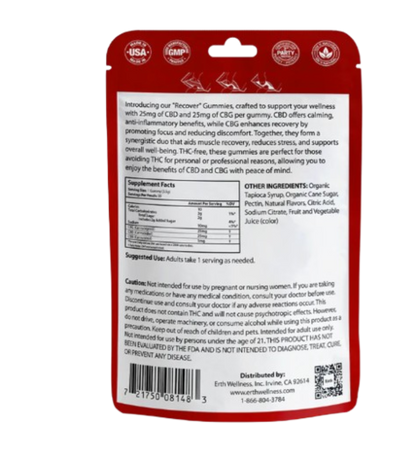Erth Wellness – CBD/CBG Recovery Gummies – THC Free – Strawberry Mango