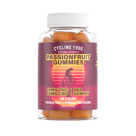 Cycling Frog – Passionfruit – 10mg THC + 10mg CBD – Gummies – 40ct