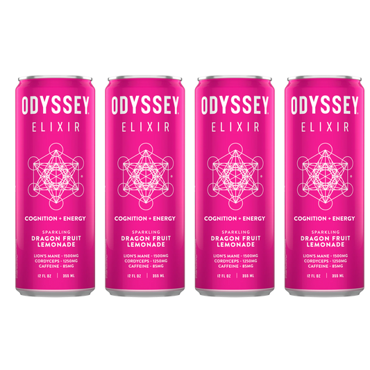 Odyssey Elixir – Dragon Fruit Lemonade – Sparkling Energy Drink – 4 Pack - 12 oz Can