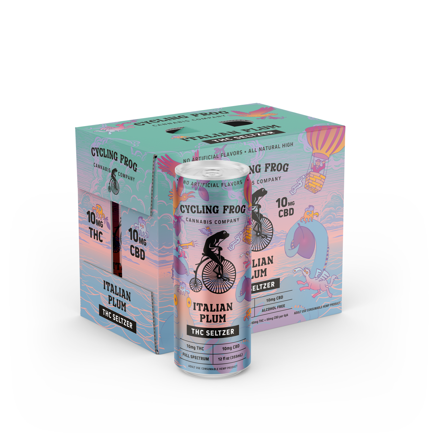 Cycling Frog – Italian Plum – 10mg THC + 10mg CBD – Sparkling Seltzer – 6-Pack