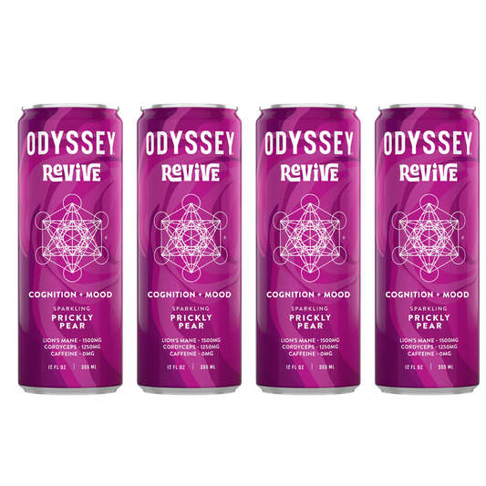 Odyssey Revive – Prickly Pear – Sparkling Mushroom Elixir – 4 Pack - 12 oz Can