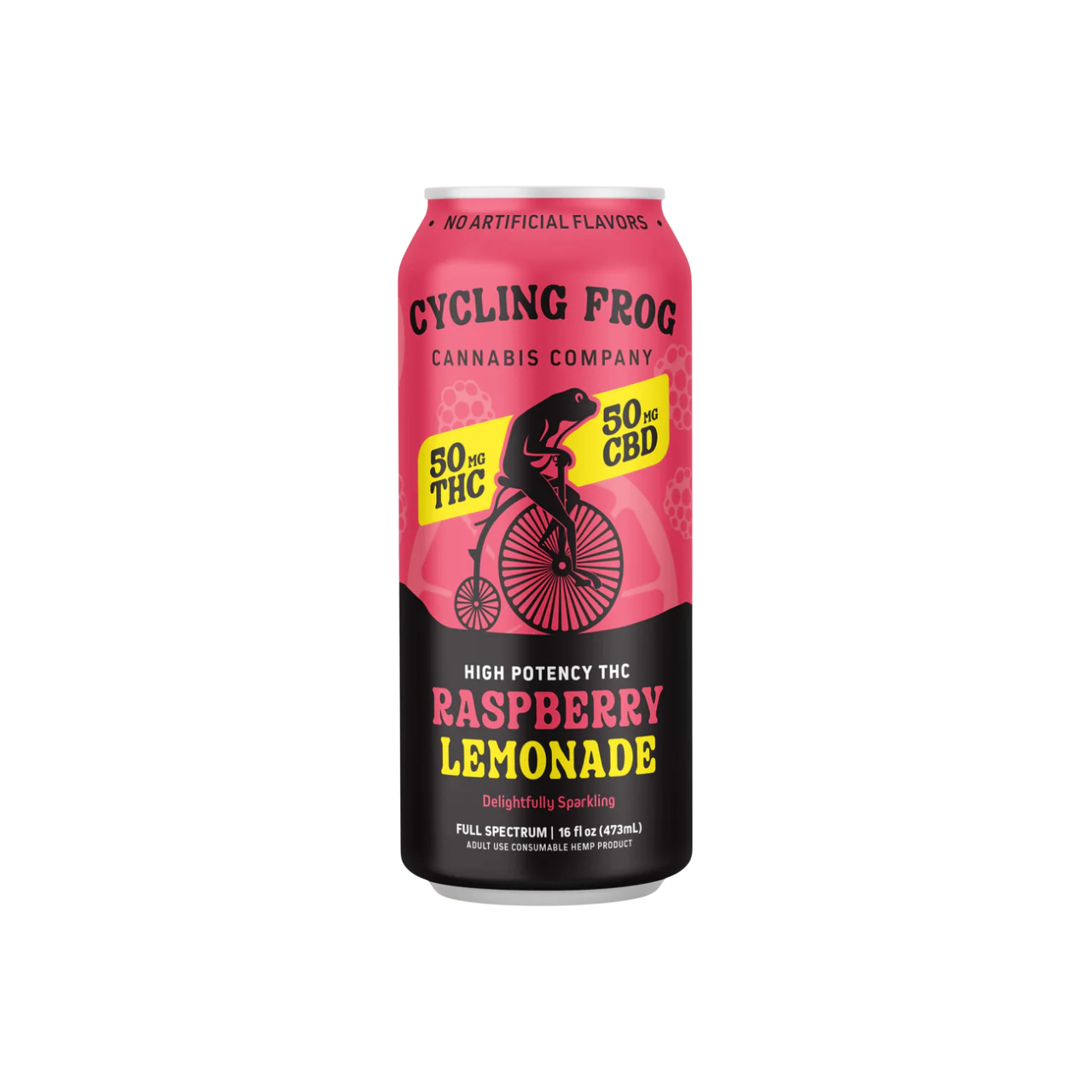 Cycling Frog – Raspberry Lemonade – 50mg THC + 50mg CBD – Sparkling Seltzer – 4‑Pack