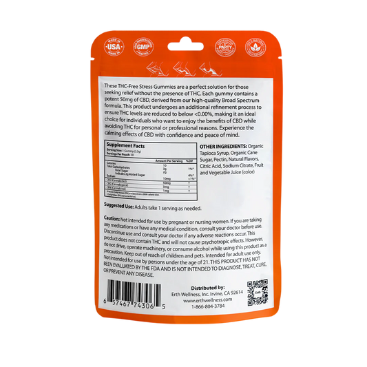 Erth Wellness – CBD Gummies – THC Free – Orange – 50mg – 30ct