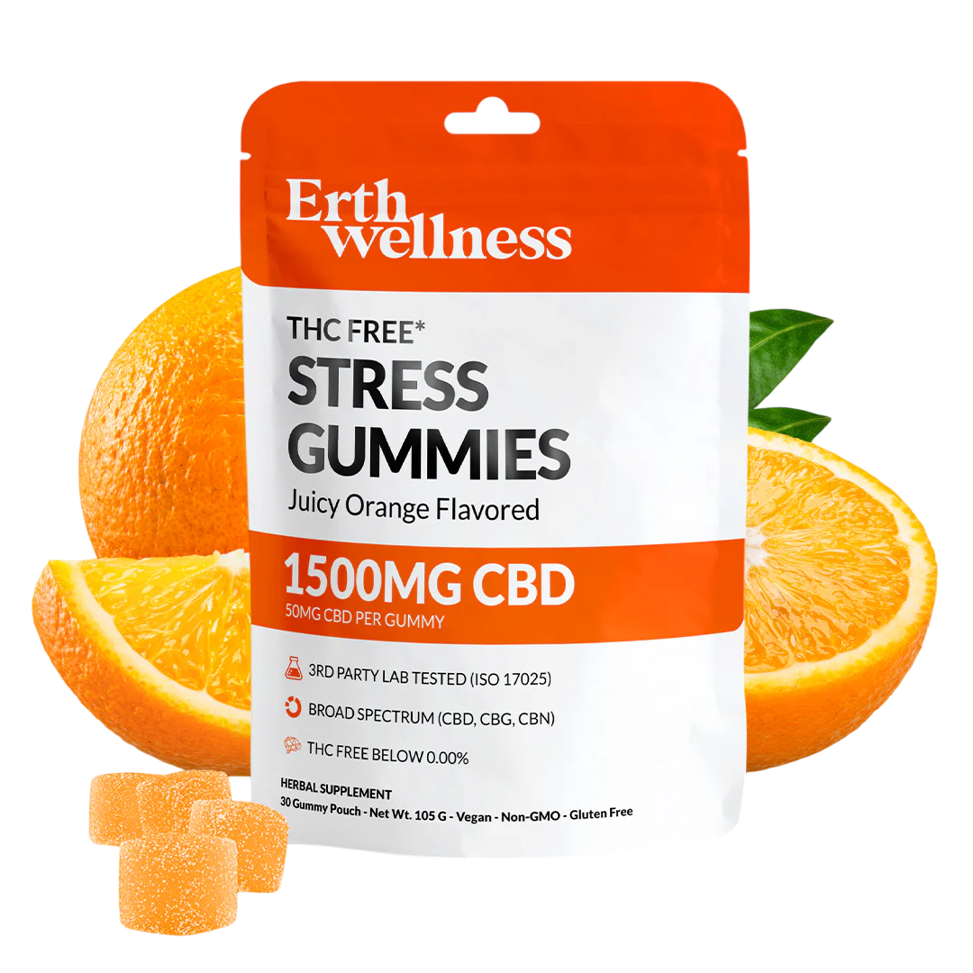 Erth Wellness – CBD Gummies – THC Free – Orange – 50mg – 30ct