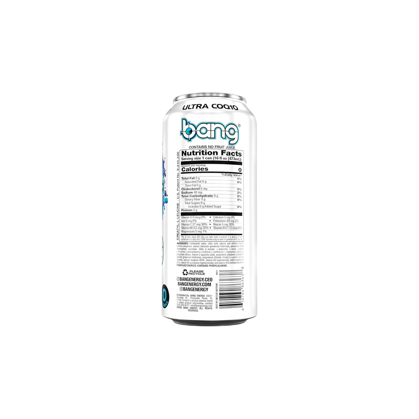 Bang Energy – Blue Razz – 16 fl oz – 4-Pack Bundle