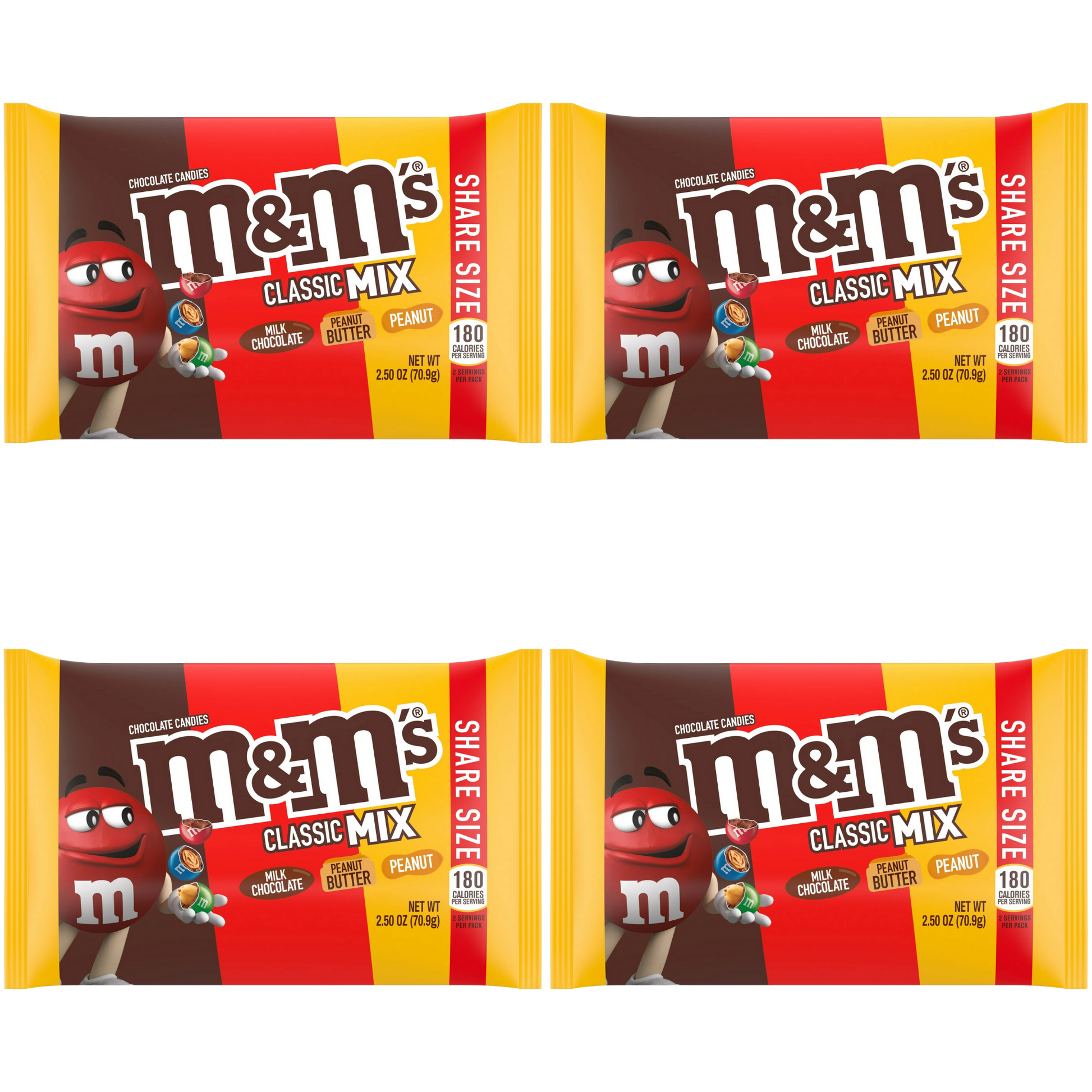 M&M’s – Classic Mix – 2.5oz Share Size – 4-Pack Bundle