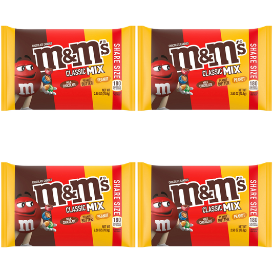 M&M’s – Classic Mix – 2.5oz Share Size – 4-Pack Bundle