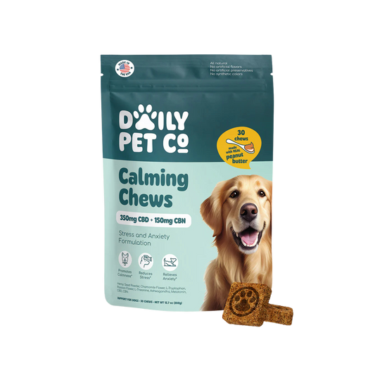 Daily Pet Co. – CBD + CBN Dog Chews – Calming – Peanut Butter – 350mg CBD / 150mg CBN – 30ct