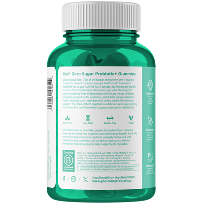 Goli Nutrition – Zero Sugar Probiotic Gummies – Pre + Post + Probiotic